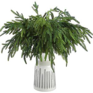 12 Pcs 18 Inch Christmas Norfolk Pine Branches, Artificial Norfolk Branch